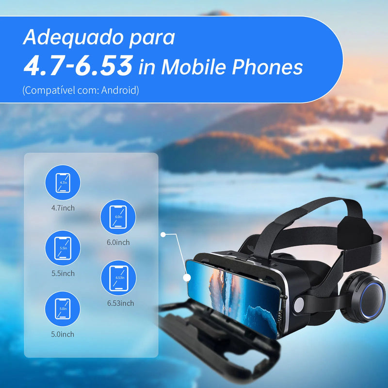 Óculos de realidade virtual VR, óculos 3D, capacete Viar, lentes óculos inteligentes para smartphones